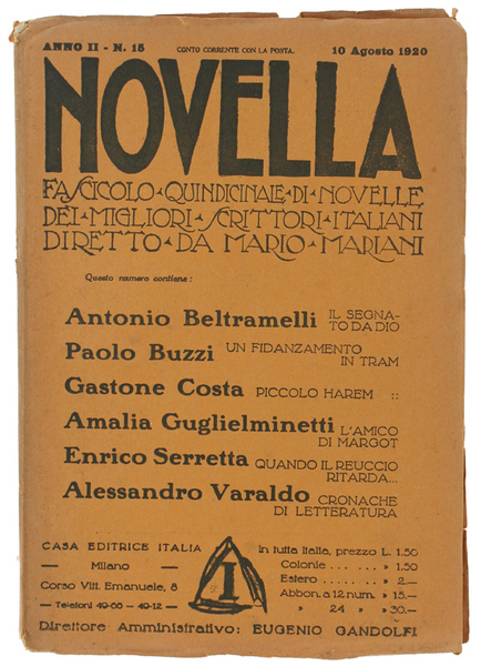 NOVELLA. Fascicolo Quindicinale di Novelle. Anno II - N. 15. …