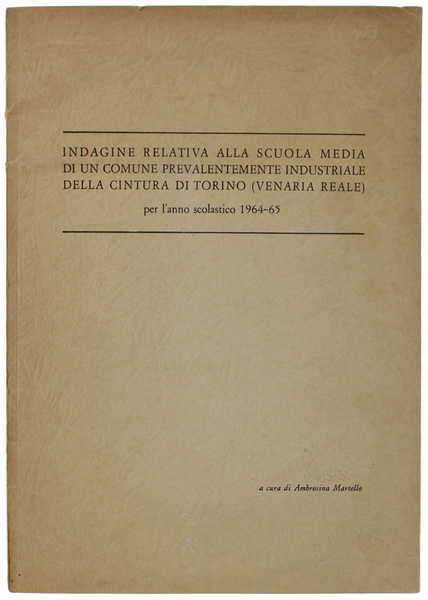 INDAGINE RELATIVA ALLA SCUOLA MEDIA DI UN COMUNE PREVALENTEMENTE INDUSTRIALE …