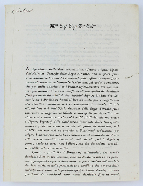 IN DIPENDENZA DELLE DETERMINAZIONI MANIFESTATE A QUEST'UFFIZIO DALL'AZIENDA GENERALE DELLE …