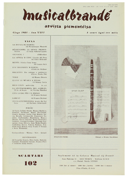 MUSICALBRANDE' Arvista piemonteisa. Giugn 1984 - Ann XXVI. Scartari 102.