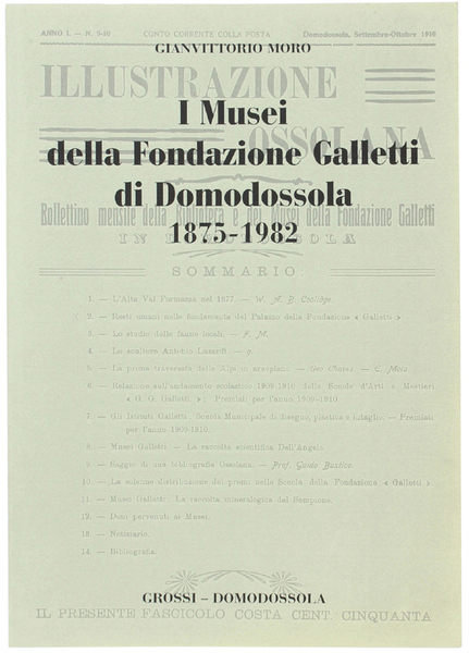 I MUSEI DELLA FONDAZIONE GALLETTI DI DOMODOSSOLA 1875-1982.