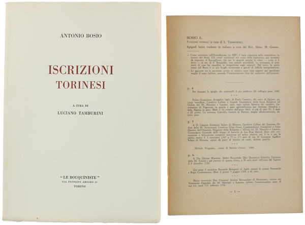 ISCRIZIONI TORINESI. [Completo col fascicolo della traduzione in italiano]