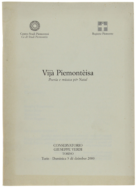 VIJA' PIEMONTEISA. Poesia e musica per Natal. Turin, Duminica 3 …