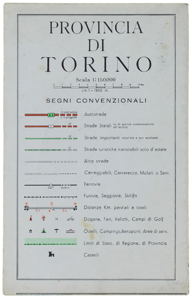 PROVINCIA DI TORINO. Carta a colori, scala 1:150.000.