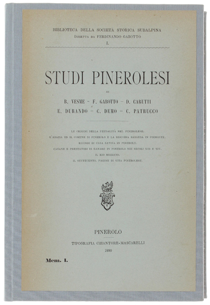 STUDI PINEROLESI di B. Vesme, F. Gabotto, D. Carutti, E. …