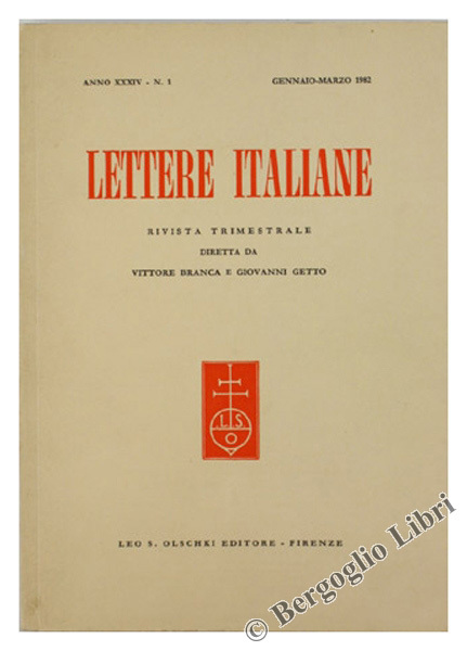 LETTERE ITALIANE. Anno XXXIV - N. 1 - gennaio/marzo 1982. …