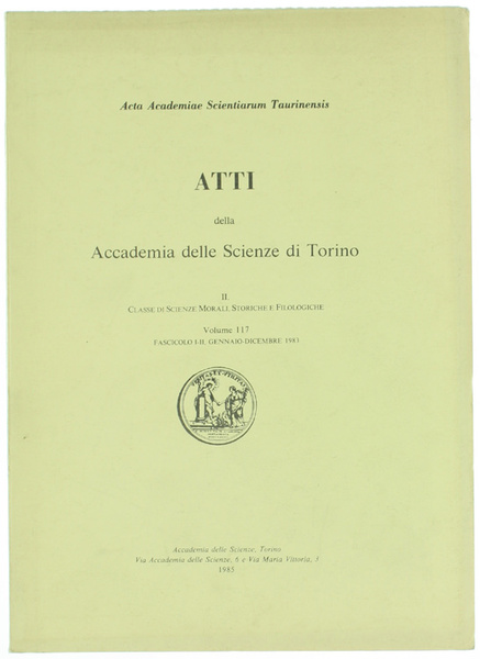 ATTI della Accademia delle Scienze di Torino: Volume 117 - …
