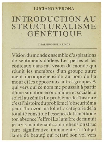 INTRODUCTION AU STRUCTURALISME GENETIQUE.