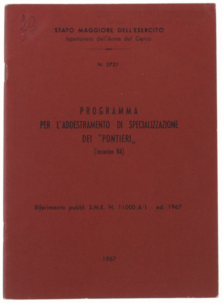 PROGRAMMA PER L'ADDESTRAMENTO DI SPECIALIZZAZIONE DEI "PONTIERI" (incarico 84)