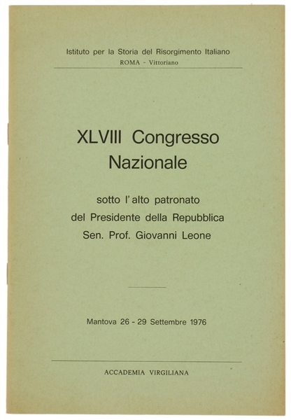 XLVIII CONGRESSO NAZIONALE sotto l'alto patronato del Presidente della Repubblica …