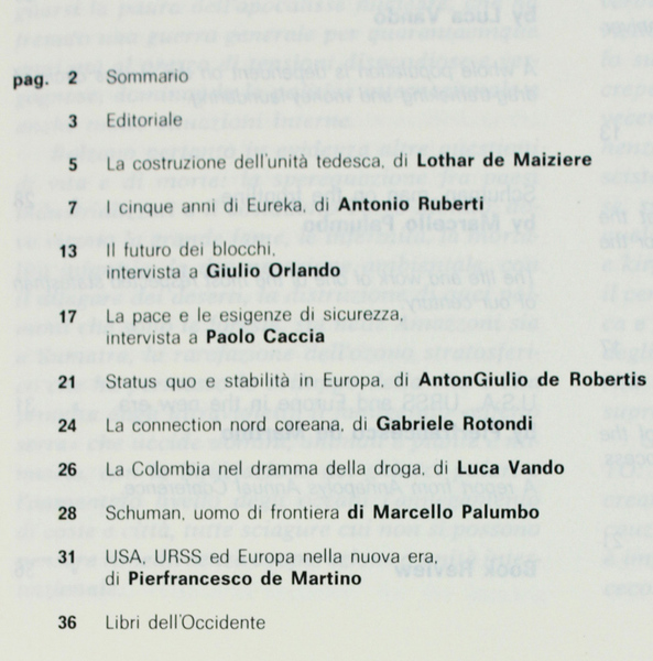 OCCIDENTE. Questioni della democrazia nell'area atlantica. N. 2 - 1990.