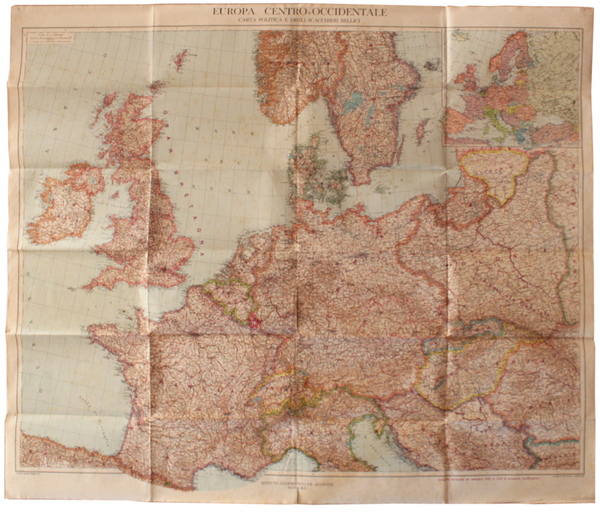 EUROPA CENTRO-OCCIDENTALE. Carta politica e degli scacchieri bellici. Scala 1:2.500.000.
