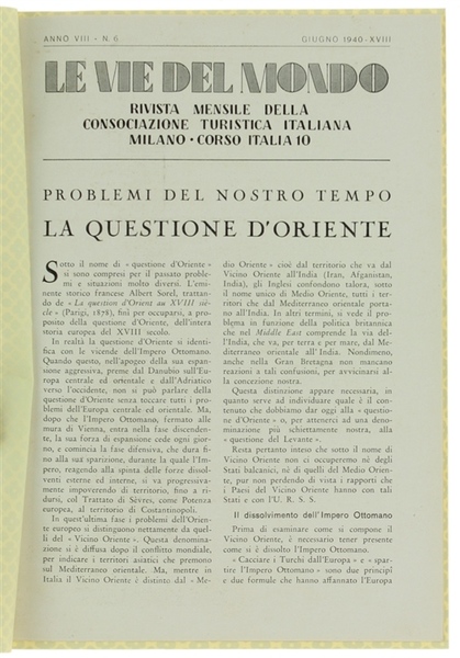 LA QUESTIONE D'ORIENTE. Problemi del nostro tempo.