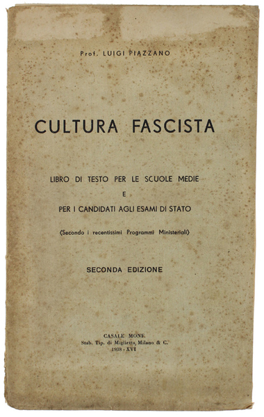 CULTURA FASCISTA. Libro di testo per le scuole medie e …