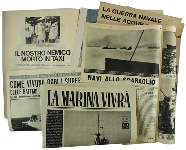 GUERRA NAVALE 1939-1945: raccolta di 45 stralci e ritagli.