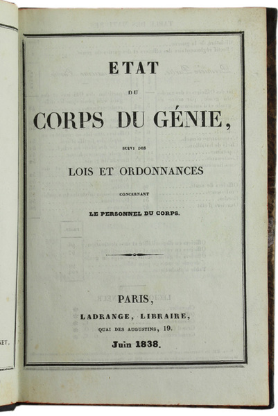 ÉTAT DU CORPS DU GÉNIE, suivi des Lois et ordonnances …