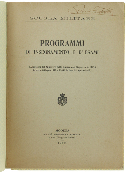 PROGRAMMI DI INSEGNAMENTO E D'ESAMI.
