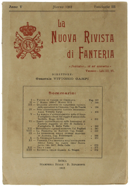 LA NUOVA RIVISTA DI FANTERIA. Marzo 1912 - Fascicolo III.