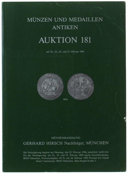 MUNZEN UND MEDAILLEN ANTIKEN. AUKTION 181. Am 22, 23, 24, …