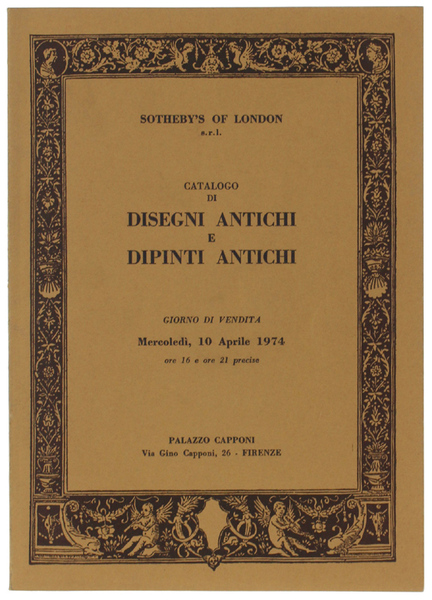 CATALOGO DI DISEGNI ANTICHi E DIPINTI ANTICHi. Giorno di vendita …