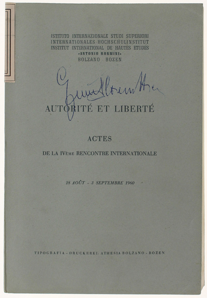 AUCTORITE' ET LIBERTE?. Actes le la IVème rencontre internationale. 28 …