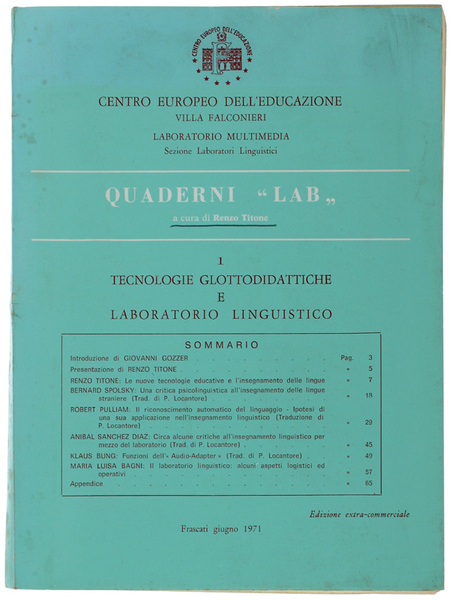 TECNOLOGIE GLOTTOLODIDATTICHE E LABORATORIO LINGUISTICO.