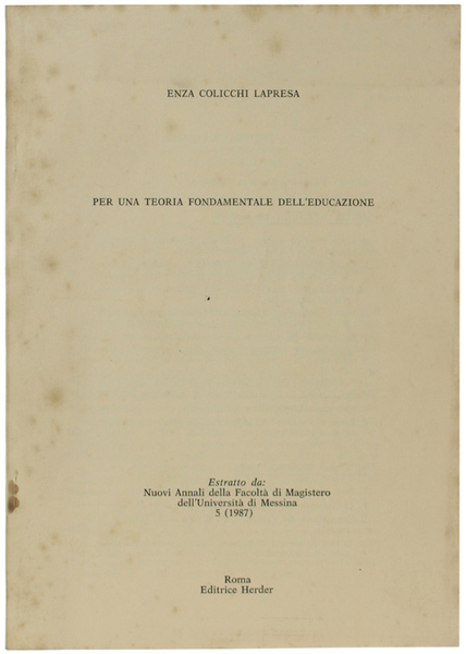 PER UNA TEORIA FONDAMENTALE DELL'EDUCAZIONE.
