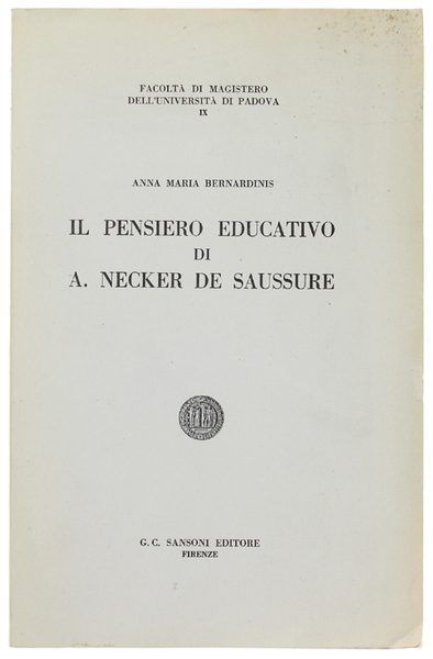 IL PENSIERO EDUCATIVO DI A.NECKER DE SAUSSURE.