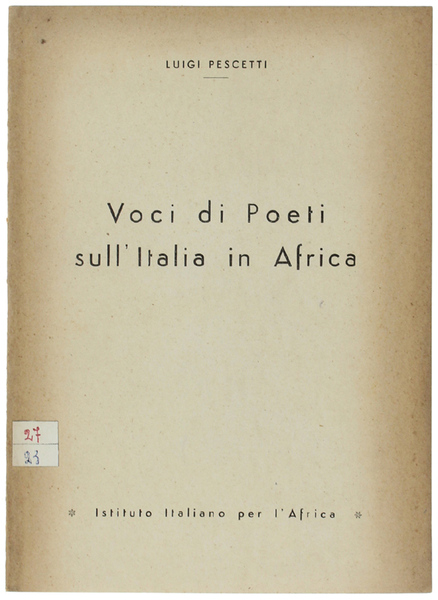 VOCI DI POETI SULL'ITALIA IN AFRICA.