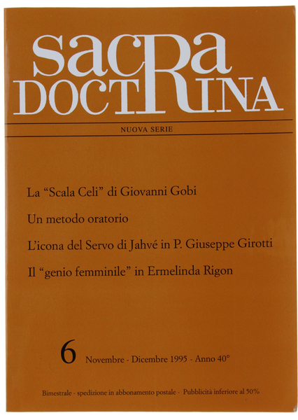 SACRA DOCTRINA. Rivista di teologia. N. 6, Novembre/Dicembre 1995.