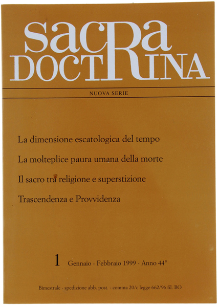 SACRA DOCTRINA. Rivista di teologia. N. 1, Gennaio/Febbraio 1999.