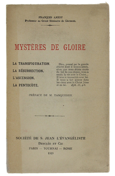 MYSTERES DE GLOIRE. La Transfiguration - La Résurretion - L'Ascension …