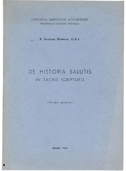 DE HISTORIA SALUTIS IN SACRIS SCRIPTURIS (Ad usum privatum)