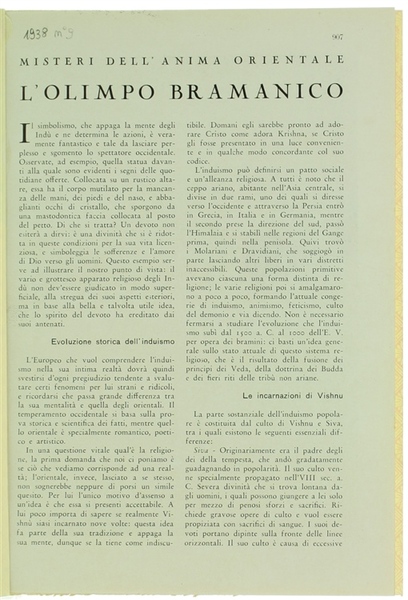 L'OLIMPO BRAMANICO. Misteri dell'anima orientale.