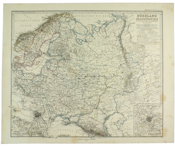 RUSSLAND UND SKANDINAVIEN im maassstabe von 1:10.000.000 von A.Petermann.