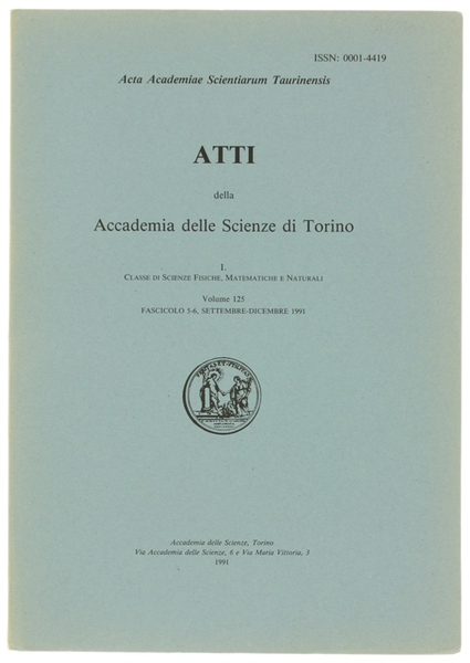 ATTI DELLA ACCADEMIA DELLE SCIENZE DI TORINO - I. Classe …