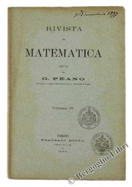 RIVISTA DI MATEMATICA. Volume IV.