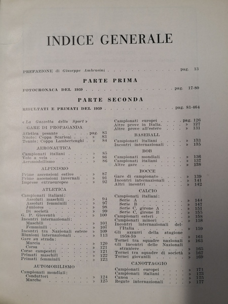 ANNUARIO DELLO SPORT 1960. Fotocronaca e risultati del 1959.