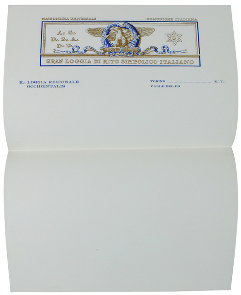 CARTA INTESTATA "GRAN LOGGIA DI RITO SIMBOLICO ITALIANO" - Loggia …