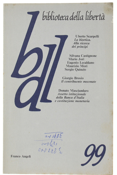 BIBLIOTECA DELLA LIBERTA' n. 99 - ottobre-dicembre 1987.