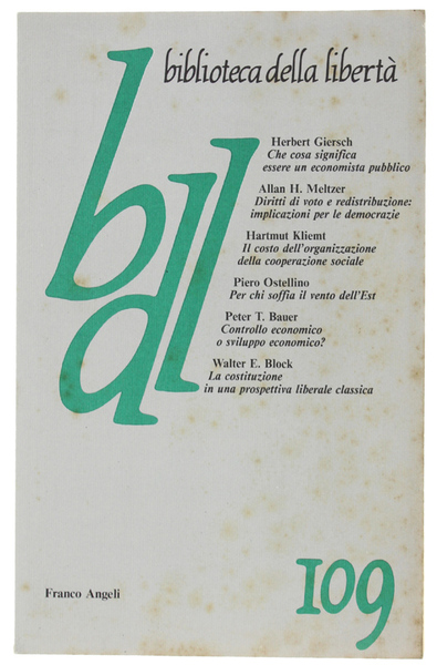 BIBLIOTECA DELLA LIBERTA' n. 109 - aprile-giugno 1990.