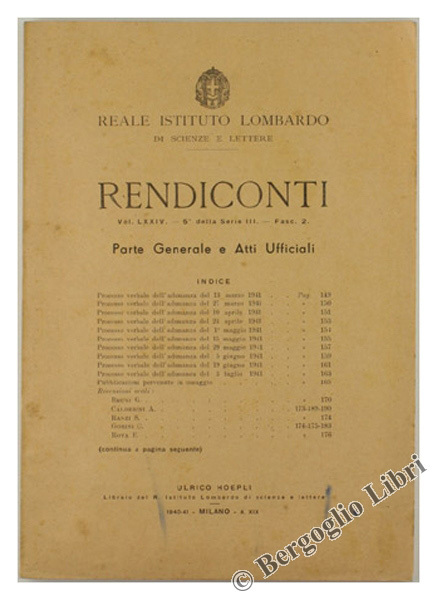 RENDICONTI. Parte Generale e Atti Ufficiali. Vol. LXXIV. 5° Serie …