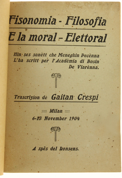 FISONOMIA - FILOSOFIA E LA MORAL ELETTORAL. Hin ses sonètt …