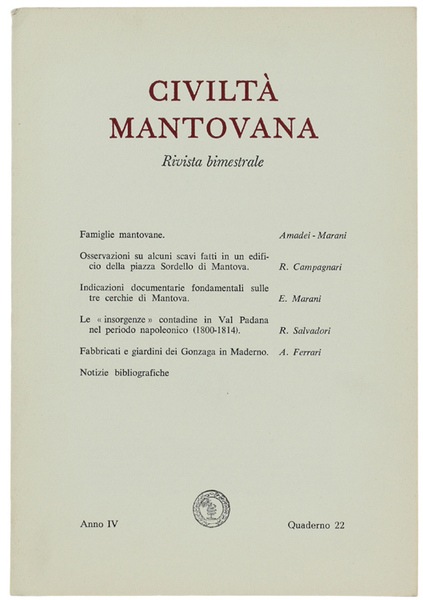 CIVILTA' MANTOVANA. Anno IV - 1970 Quaderno 22.