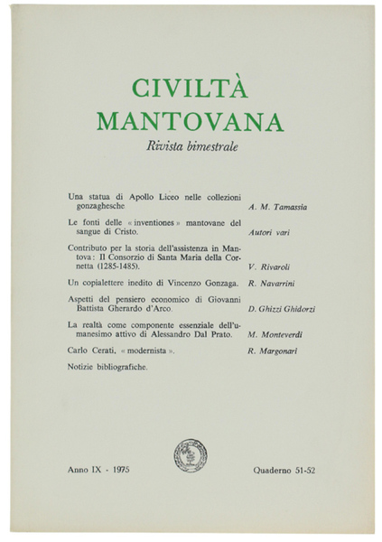 CIVILTA' MANTOVANA. Anno IX - 1975 Quaderno 51-52.