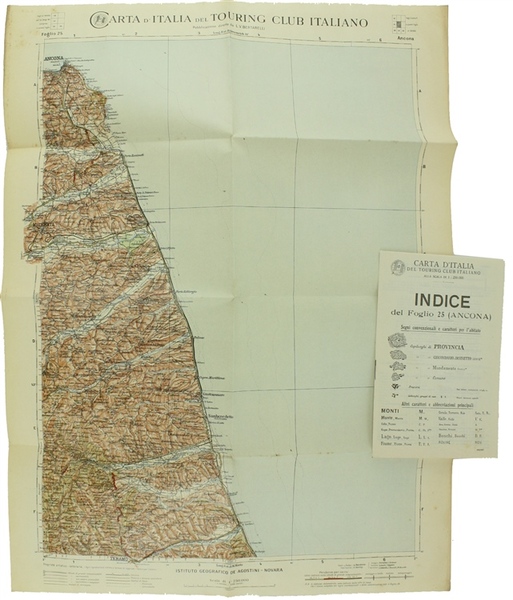 ANCONA. Foglio 25 della CARTA D'ITALIA del T.C.I. alla scala …