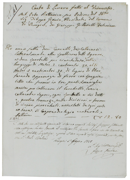 CARTA DI LAVORO FATTA AL UNIVERSITA' NEL ORTO BOTTANICO PER …