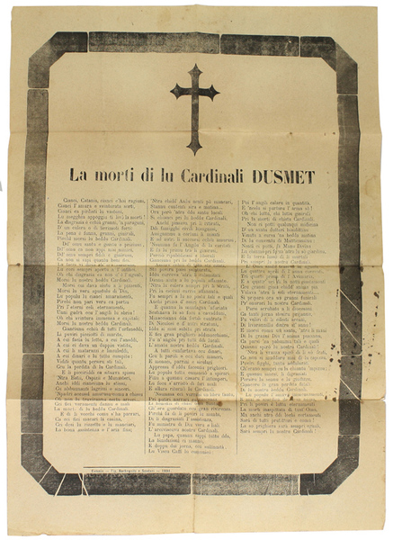 LA MORTI DI LU CARDINALI DUSMET [documento autentico].
