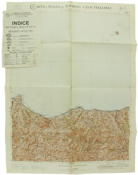 CEFALU'. Foglio 50 della CARTA D'ITALIA del T.C.I. alla scala …