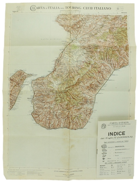MESSINA. Foglio 52 della CARTA D'ITALIA del T.C.I. alla scala …
